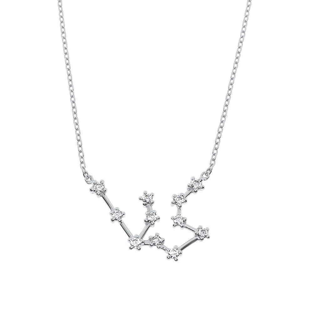 Rhodium Plated Aquarius Constellation Necklace